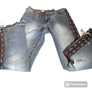Y2k sexy Younique  low rise split lace up side flare jeans